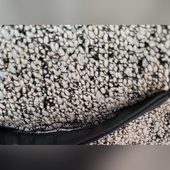 Talbots Black and Silver Button Up Cardigan Jacket Black Faux Leather Trim XS - Picture 4 of 11